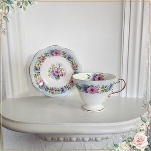 FOLEYFoley, Cornflower, Blue, Vintage, Cup, Saucer, Fine Bone China